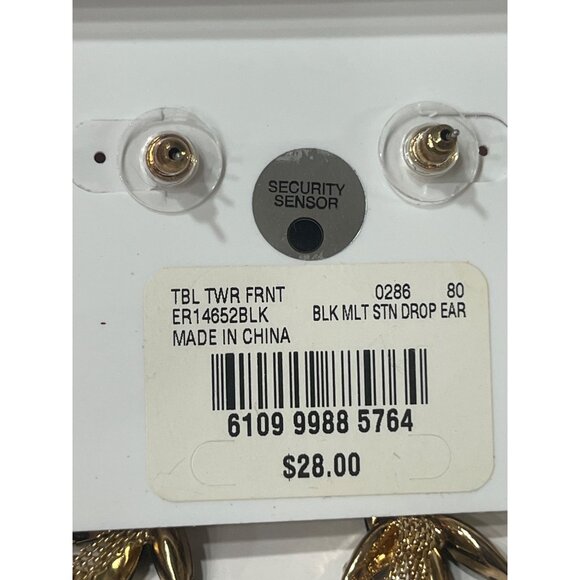 Bar III Black & Gold Leaf Drop Earrings With Stud Back - Picture 6 of 13